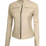 Dodge Women's Leather Motorcycle Cafe Racer Jacket