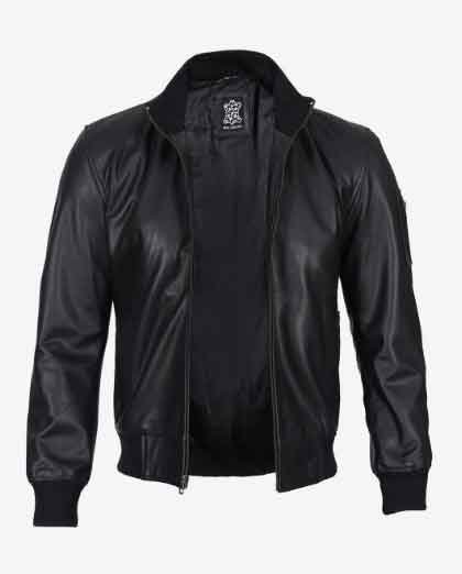 1-124.jpg Men's Biker Moto Racer Bomber Real Cowhide Leather Jacket - Image 1
