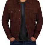 Stylish and Practical Brown Suede Leather Jacket for Men