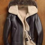 Men’s Sheepskin Shearling Jacket Detachable Hooded Flight Jacket