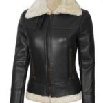 Women's Brown Shearling High Quality Leather Bomber Jacket
