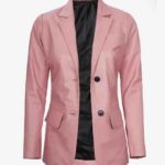 Women's Stylish Look Real Lambskin Pink Leather Two Button Blazer