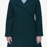 Women's Forest Green Double Breasted Flare Winter Wool Coat