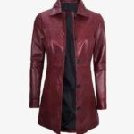 Womens Shirt Collar Real Lambskin Leather Winter Car Trench Long Coat