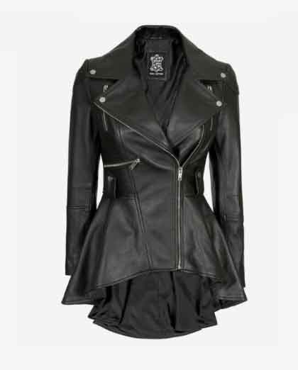 1-59.jpg Women’s Asymmetrical Black Peplum Leather Jacket - Image 1