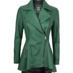 New Stylish Biker Moto Slim Fit Sheepskin Peplum Leather Jacket For Women