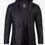 Men's Diamond Quilted Real Lambskin Car Winter Coat