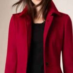 Women's Single Breasted Red Wool Coat - Long Winter Blend