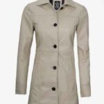 Womens Real Leather Long Coat