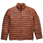 Puffer Leather Jacket Quilted Bridger Tan & Brown Jacket